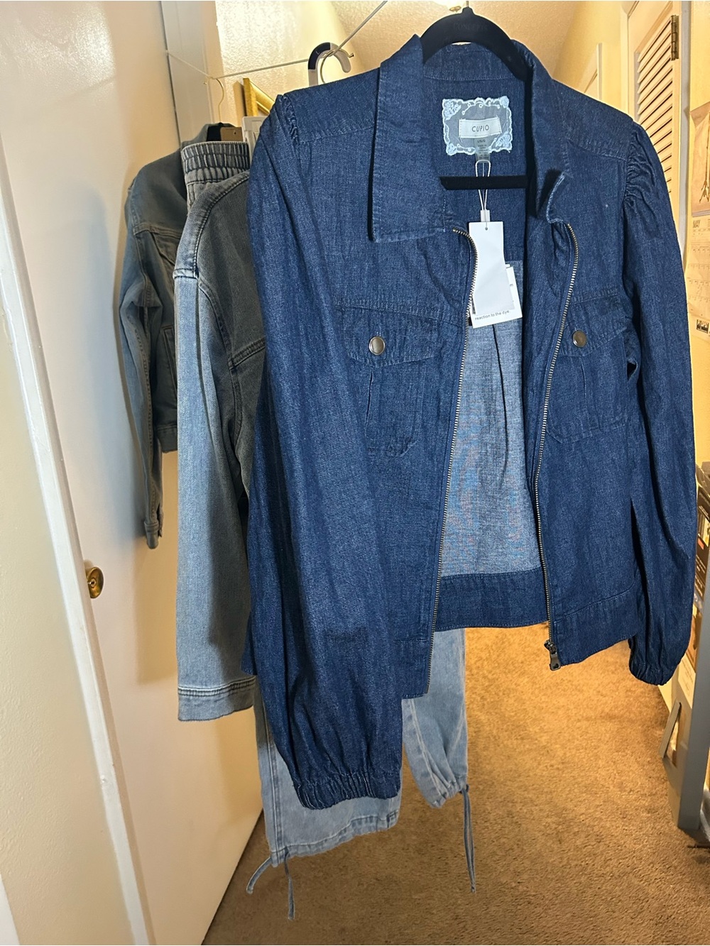 Denim Zip Jacket in Deep Blue